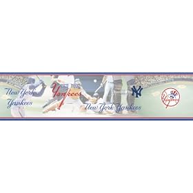 Blue Mountain Wallcoverings 5815403 NY Yankees MLB Prepasted Wall Border, 6-Inch by 15-Foot