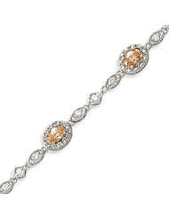 Sterling Silver 7 Inch Champagne CZ Bracelet - 7 Inch
