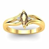 14K Yellow Gold Golden Topaz and Diamond Ring