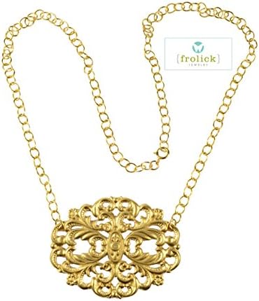 Frolick Jewelry Oval Medallion Pendant Link Chain Necklace, 14k Gold Filled, 18"