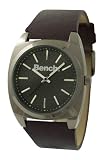 Image of Bench gents three hand quartz analogue, black dial , brown strap watch