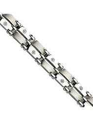 Stainless Steel 14k Gold & Diamonds 8.5in Bracelet