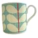 ORLA KIELY fine bone china coffee cup Blue scribble & Red Stem