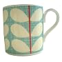 ORLA KIELY fine bone china coffee cup Blue scribble & Red Stem