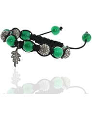 Natural Green Onyx Gemstone Beaded Macrame Bracelet Silver Fashion Jewelry
