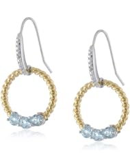Bronze and 18k Yellow Gold Plated Two-Tone Genuine Twisted Open Circle Dangle Earrings
