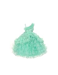 Girls One Shoulder Sequined  Corset   Waistline Organza Pageant Dress  With Ruffles