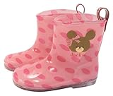レインシューズ キッズ くまのがっこう レインブーツ 長靴 イエロー・ピンク (15cm, ピンク)