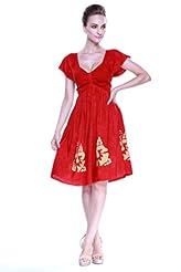 Summer Flowy Short Sleeves Rayon Tropical Print  Dress