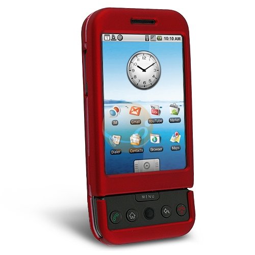 Clip-on Rubber Coated Case w/ Belt Clip for HTC G1 Google, Red