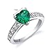 PEORA Simulated Emerald Heart Promise Ring in Sterling Silver, 1 Carat, Comfort Fit, Size 7, Promise, Engagement, Statement Ring, May Birthstone, For Jewelry Gift & Everyday Wear, w/Jewelry Box