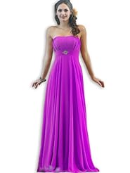 Chiffon Fitted  Bridesmaid Dress  With Rhinestones and a Sash 