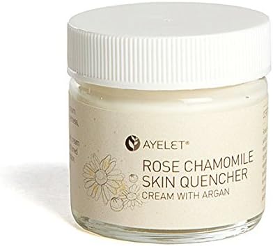 Rose Chamomile Organic Face and Body Cream with Argan Oil, Rosehip, Antioxidants and Extracts, Vegan Friendly 1 oz