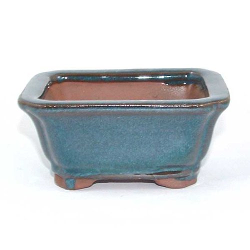 10.5cm Bonsai or Accent Pot - Turquoise  Indented 