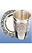 Silver Plated Kiddush Wine Cup Grapes Design and Matching Coaster