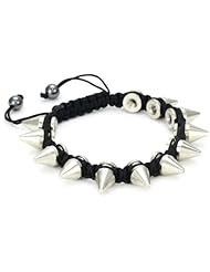 Very Me Silver Plated Spike Black Cord Braided Bracelet