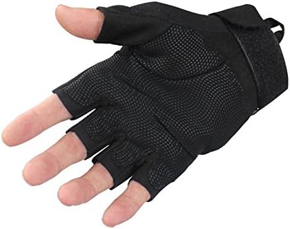 TYoung Military Half-finger Fingerless Tactical Glove Special Ops 1/2 Finger Light Assault Glove for Fitness Exercise Outdoor Sports CS Hunting Riding Cycling Black - M