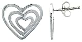 Sterling Silver Heart Post Earrings, 9/16 (14mm)