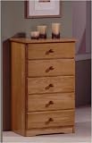 5 Drawer Narow Chest Pine Wood