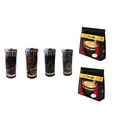 Jacobs Carismo Caff� Crema, Kaffeepads "vollmundig intensiv 2er Pack und 4 farbigen Paddosen