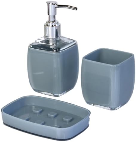 Safdie Solid Colored 3 Piece Bath Accessory Set Grey