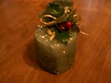 Christmas Candle 3 1/4 Green and White