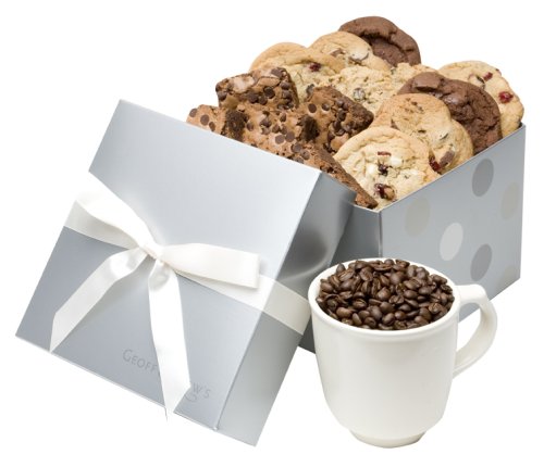 Childrens Toyshop  Gourmet Food : Geoff & Drew's Winter Warmer Silver Dot Box Box Loaded With Cookies, Brownies, Coffee & More