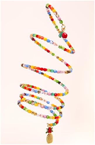 HANDMADE Premium Quality 6 Loops Multi Wire Gold Color Rainbow Bracelet Multi Color Glass Beads