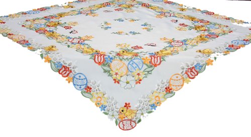 Xia Home Fashions Spring Chicks Square Easter Table Topper, 34-Inch