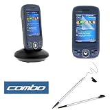 2-in-1 USB Hot Sync Charging Cradle with Ac Charger + Clear Reusable LCD Screen Protector + Stylus with Ballpoint Pen for HTC T-mobile Wing Smartphone