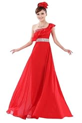 Sexy Chiffon  Sequined Empire   Waistline One Shoulder Evening Dress/Wedding Dress  With Ruffles