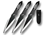 Ninja Throwing Knife Set - 3 Pc Black Knives w/ Sheath