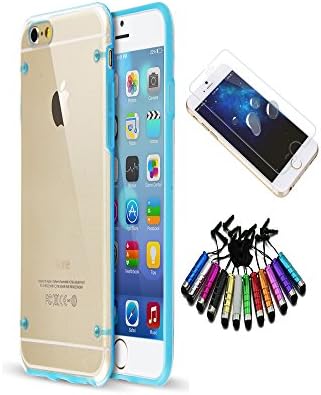 iPhone 6 Case 4.7" Clear Bumper Cover With Slim TPU Screen Protector And Stylo Pen - Scratch Resistant Clear Back Cover (Blue)