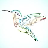 Wallmonkeys Peel and Stick Wall Decals - Colorful Hummingbird - 18 Wallmonkeys Peel and Stick Wall Decals - Colorful Hummingbird - 18