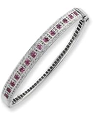 14k Gold White Gold Pink Sapphire & Diamond Bangle Bracelet