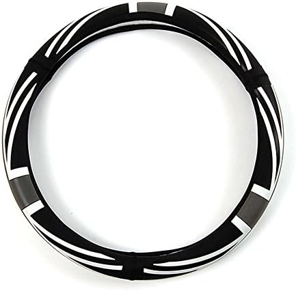 Union Jack design; No slip; polyurethane material Synthetic; Steering Wheel Cover; Comfort Grip; 14.5 "- 15" (Gray)