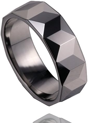 MSK 7mm High Polished Faceted Tungsten Ring Wedding Bands for Men Women Size 6.5 to 11 (9)