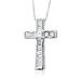Certified 14k White Gold Princess Cut and Baguette Diamond Cross Pendant Necklace (GH, SI3-I1, 0.32 carat) image 1