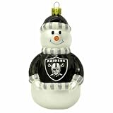 NFL Oakland Raiders Blown Glass Snowman Ornament