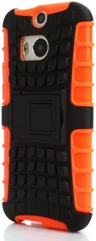 Sean Dual Hybrid Protective Armor Stand Case for HTC One M8 (2014) + 1 Pcs Sean Smile Case (Orange)