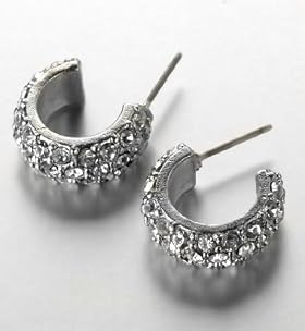 Pave Diamant&eacute; Hoop Earrings