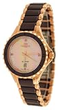 Oniss #ON8012-LRG3 Women's Rose Gold Trim Swiss Quartz Burgandy Ceramic and Stainless Steel Watch