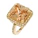 Emerald Cut Champagne Gemstone Diamond Platinum Vermeil Ring