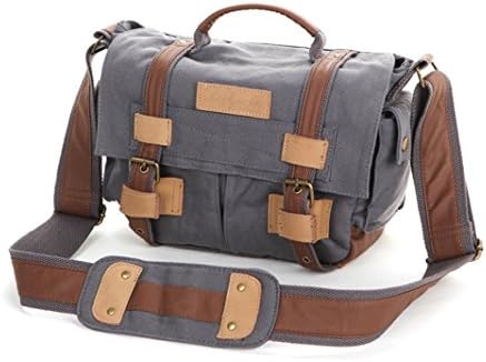Hindawi DSLR Slr Camera Canvas Shoulder Bag Backpack Rucksack Bag for Sony Canon Nikon Olympus-Gray (Size: 11.0"*4.7"*9.8")