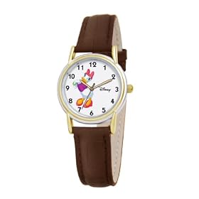 Disney Women's D077S007 Daisy Duck Brown Leather Strap Watch