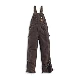 Carhartt Men's Sandstone Zip-to-Thigh Bib Overall - Quilt Lined
