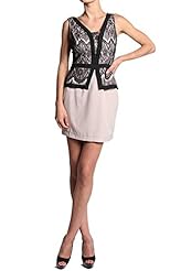 V-neck Nylon/Polyester Sleeveless Sheer Lace Peplum Shift Evening Dress 