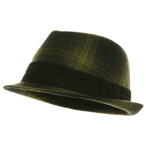 Short Brim Plaid Fedora Hat - Lime W19S45D