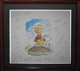 Autographed 1969 New York Mets World Series Champion Team Signed Peanuts Framed Litho - Framed MLB Photos, Plaques, and Collages