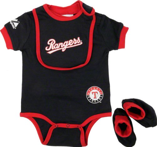 Texas Rangers Baby Bib and Bootie Creeper Set
